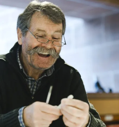 Man at a stone carving workshop, Burrell for Blokes