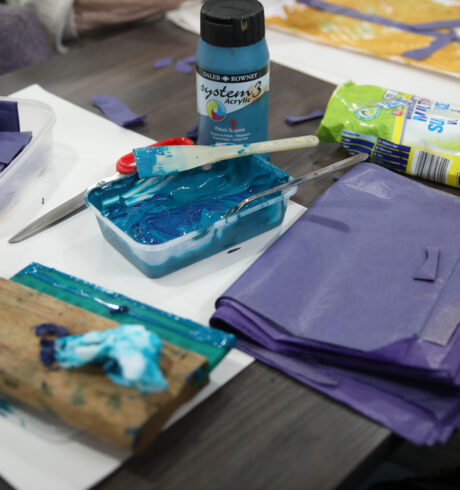 Art and craft materials on a table